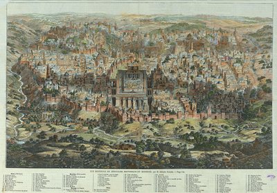 منظر عام للقدس التاريخية والحديثة. عمل أدولف إلتزنر (1816-1891) ، طباعة حجرية حوالي 1862. الفن الألماني ، رسم الخرائط في القرن التاسع عشر. مجموعة خاصة. بواسطة ادولف التزنر