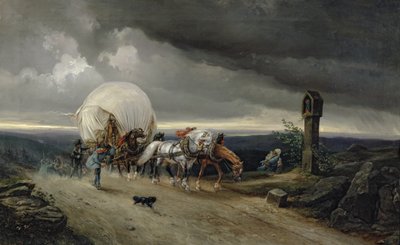عربات رسم الخيول في تل ، 1856 بواسطة ادولف فريدريش