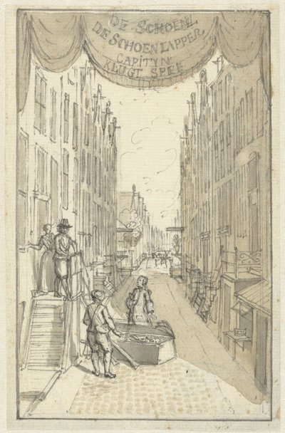 تصميم صفحة العنوان لمسرحية De Schoenlapper-Capityn of Krispyns Koddige Schakinge بواسطة أدولف فان دير لان