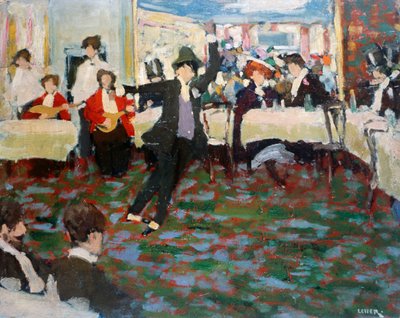 موريس شوفالييه، رسمها أدولفو ليفييه (1873-1953)، لوحة زيتية على ورق مقوى، 49x60 سم. إيطاليا، القرن العشرين. بواسطة أدولفو ليفير