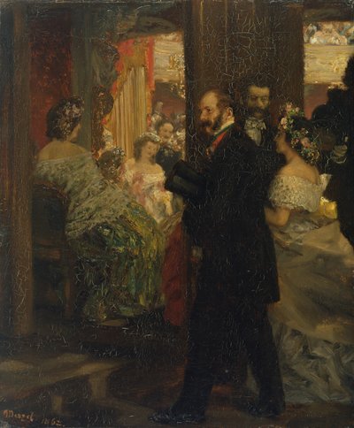 في دار الأوبرا ، 1862 (زيت على ورق مثبت على بطاقة) بواسطة أدولف مينزل