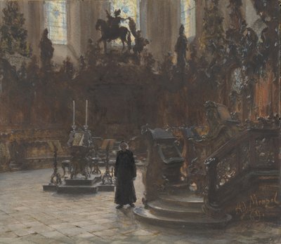 The Choirstalls في كاتدرائية ماينز ، 1869. بواسطة أدولف مينزل