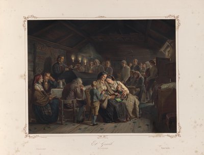 رسم توضيحي مأخوذ من كتاب Norske Folkelivsbilleder بواسطة Tidemand ، Adolph ونشره Chr. Tønsberg (Christiania ، 1858) بواسطة أدولف تيدماند
