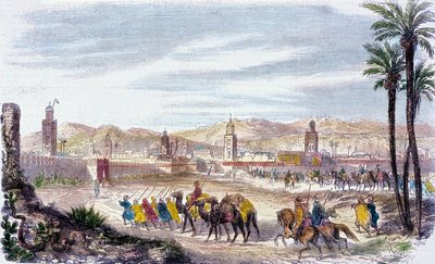 مراكش ، المغرب (نقش ملون) بواسطة Adolphe (بعد) Rouargue