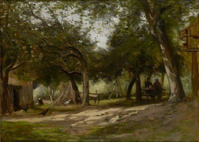 منظر طبيعي مع فناء مزرعة ، 1830-1880 بواسطة أدولف فيليكس كالس