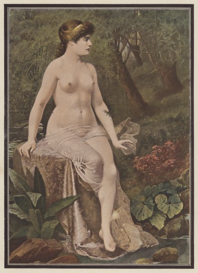 امرأة جالسة في الريف (لون litho) بواسطة أدولف فريدريك ليجون