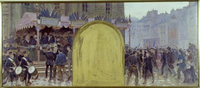 رسم تخطيطي لمكتب المحافظ في مبنى بلدية باريس: Enrôlements volontaires place du Panthéon بواسطة أدولف جوستاف بينيه