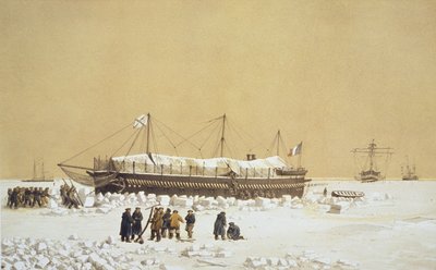 بطارية عائمة La Tonnante في الجليد قبل Kil-Bouroun ، من قلادة Nos Souvenirs de Kil-Bouroun LHiver passe dans Le Liman du Dnieper ، 1855-56 ، محفورة بواسطة Eugene Ciceri (1813-90) المنشورة c.18 بواسطة أدولف جان بابتيست بايوت وأنطوان ليون موريل فاتيو