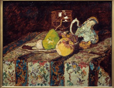 لا تزال الحياة مع إبريق أبيض. لوحة لأدولف مونتيسيلي (1824-1886) بواسطة أدولف جوزيف توماس مونتيسيلي