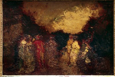المشي في حديقة عند الغسق لوحة لأدولف مونتيسيلي (1824-1886) شمس القرن التاسع عشر. 0،46 X 0،64 م باريس ، متحف اللوفر بواسطة أدولف جوزيف توماس مونتيسيلي
