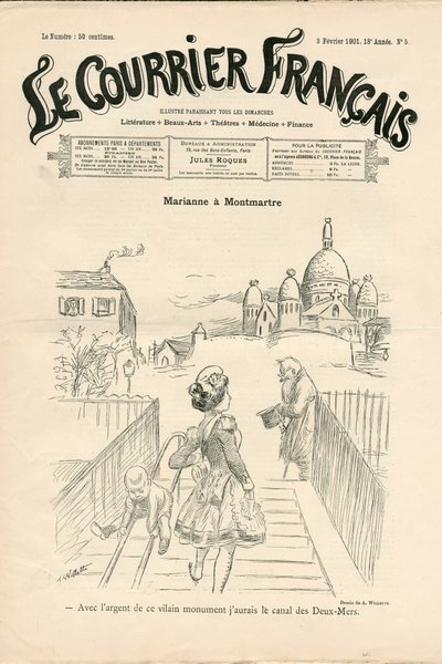 Cover of “” Le Courrier francais””, number 5, Satirique en N & B بواسطة أدولف ليون ويليت