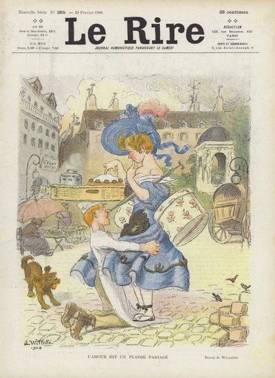 الحب متعة مشتركة. رسم توضيحي لـ Le Rire بواسطة Adolphe Leon Willette