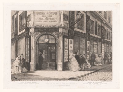 منظر لأعمال Cadart و Luquet مع السيدات والسادة عند نوافذ المتجر Siège de la société des Aqua-fortistes (العنوان على الكائن) Eaux-Fortes Modernes: Originales et Inédites (عنوان السلسلة) بواسطة ديلاتر
