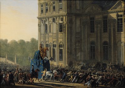 نقل تمثال هنري الرابع (1553-1610) أمام جناح فلورا في متحف اللوفر ، 1818 بواسطة أدولف روهن