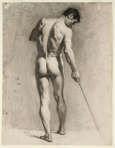 رسم الحياة لرجل عاري بعصا ، حوالي 1910-12 (طباشير على ورق) بواسطة Adolphe Valette