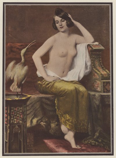 المفضلة ، امرأة مع طائر (لون ليثو) بواسطة Adolphe Weisz