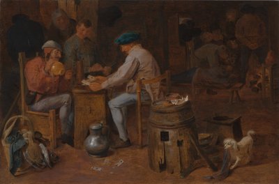 لاعبو الورق والكاروزر (زيت على لوحة) بواسطة أدريان بروير