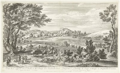 Gezicht op Saint Laurent de la Roche منظر لسانت لوران دي لاروش وبورج في فرانش كومتي (العنوان على الجسم) بواسطة Adam Frans van der Meulen