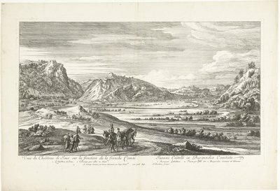منظر لقلعة جو Veut du Chateau de Joux sur la Frontiere de la franche Comté (العنوان على الجسم) بواسطة Adam Frans van der Meulen