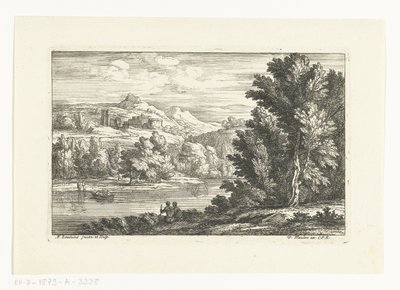 منظر طبيعي مع نهر وقلعة بواسطة Adam Frans van der Meulen