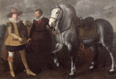 صورة رجل مع حصانه وعريسه ، 1624 بواسطة Adriaen I van Nieulandt