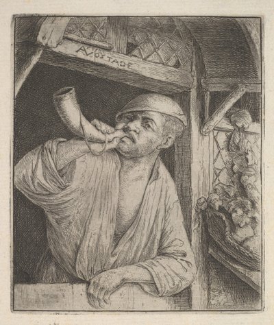 القرن بيكر النفخ ، 1610-1685. بواسطة أدريان جانز. فان أوستاد
