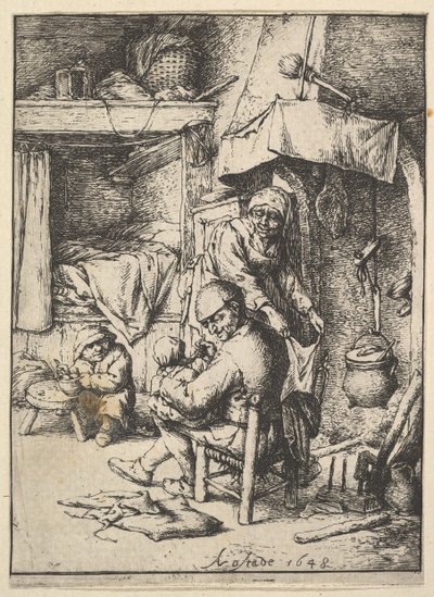 الأب يطعم طفله ، 1610-1685. بواسطة أدريان جانز. فان أوستاد