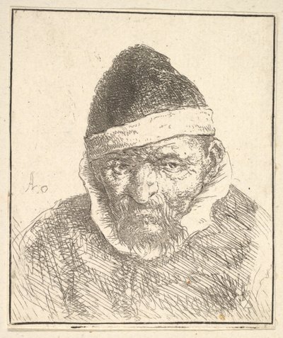 عجوز ذو ياقة بيضاء وقبعة مدببة ، 1610-85. بواسطة أدريان جانز. فان أوستاد