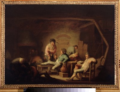 مشهد نزل. (مشهد الحانة). لوحة لأدريان يانز فان أوستادي (1610-1685) ، حوالي 1635. مدرسة هولندية ، على الطراز الباروكي. زيت على خشب. متحف بوشكين ، موسكو. بواسطة أدريان جانز. فان أوستاد