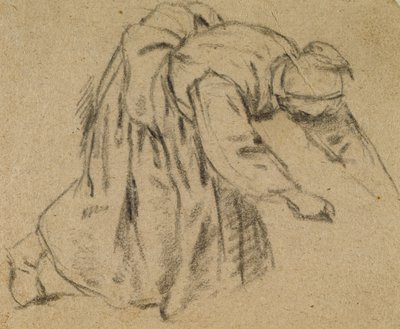امرأة تنحني ، 1656 (طباشير على ورق) بواسطة أدريان جانز. فان أوستاد