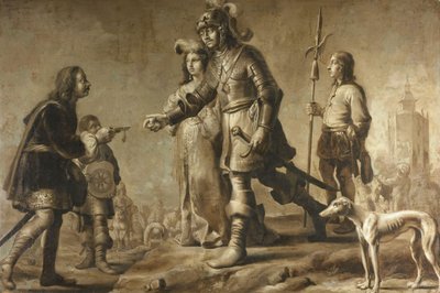 Boudewijn van Heusden (؟ -870) وزوجته صوفيا يتلقيان التكريم من مندوب الملك إدموند ، ج. 1626 بواسطة Adriaen Pietersz van de Venne (رجل)
