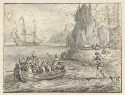 سيلادون يتوسل القراصنة ليأخذوه مع زوجته المخطوفة ، جالاتيا بواسطة Adriaen Pietersz van de Venne
