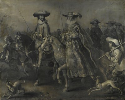 فريدريش الخامس (1596-1632) ، ناخب بالاتينات ، ملك بوهيميا ، وزوجته إليزابيث ستيوارت (1596-1662) على ظهور الخيل بواسطة Adriaen Pietersz van de Venne