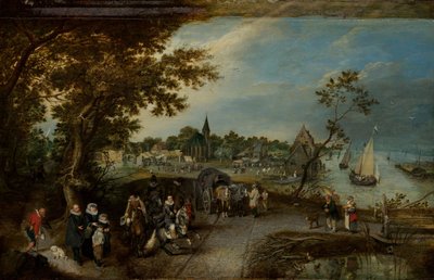 منظر طبيعي بالأشكال ومعرض قرية (قرية كرميس) بواسطة Adriaen Pietersz van de Venne