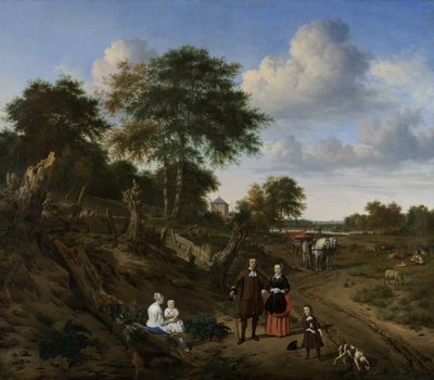 زوجين في المناظر الطبيعية ، 1667 بواسطة أدريان فان دي فيلدي