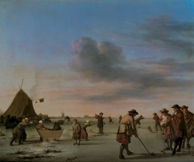 لاعبو الغولف على الجليد بالقرب من هارلم ، 1668 (لوحة) بواسطة أدريان فان دي فيلدي