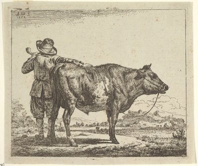 راعي شاب مع ثور ، من حيوانات مختلفة ، 1659. بواسطة أدريان فان دي فيلدي