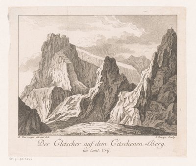 منظر لنهر جليدي في جبال الألب Der Gletscher auf dem Gitschenen-Berg (العنوان على الكائن) بواسطة دانيال أثناءر