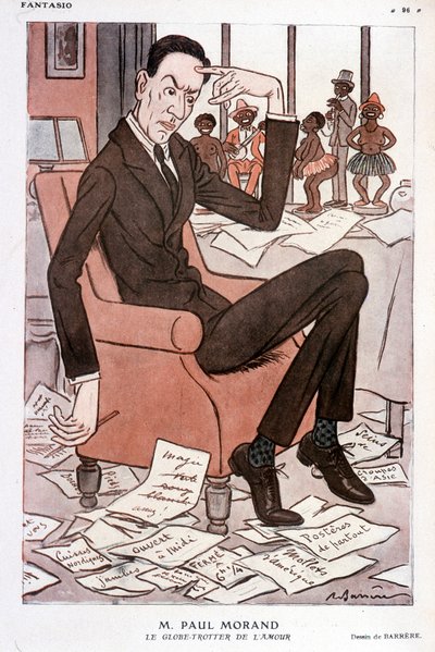 بورتريه فكاهي لبول موران - باريه في "Fantasio" من 15/09/1928 بواسطة أدريان باريري