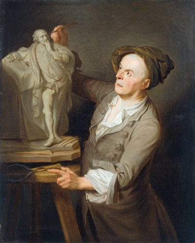 لويس فرانسوا روبيلاك (1695-1762) يصمم نصبه التذكاري لشكسبير (زيت على قماش) بواسطة ادريان النجارين