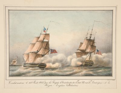 دعم القتال في 23 أغسطس 1812 من قبل الفرقاطة رئيس الولايات المتحدة بواسطة أدريان فيكتور أوجيه