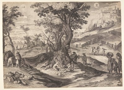 يوليو/أغسطس، من الاثني عشر شهرًا بواسطة Aegidius Sadeler II