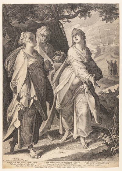 النساء الثلاث العائدات من القبر بواسطة Aegidius Sadeler II
