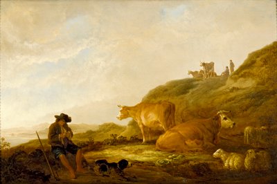 الراعي الجالس مع الأبقار والأغنام في مرج ، ج 1644 بواسطة آلبرت كويب
