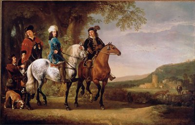 النبلاء الهولنديون يمشون على ظهور الخيل. رسم ألبرت (ألبرت أو ألبرخت) كويب (1620-1691) القرن السابع عشر. 119x152،5 سم باريس ، متحف اللوفر بواسطة آلبرت كويب