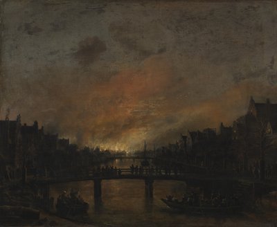 حريق في أمستردام ليلا بواسطة Aert van der Neer