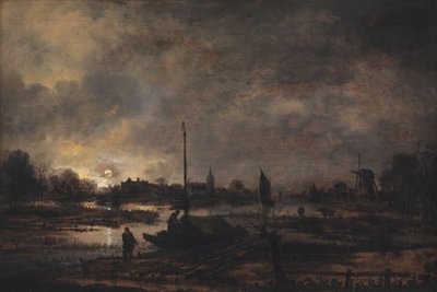 ارتفاع القمر فوق قرية بواسطة Aert van der Neer