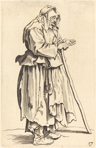 المتسولة تتلقى الصدقة بواسطة After Jacques Callot