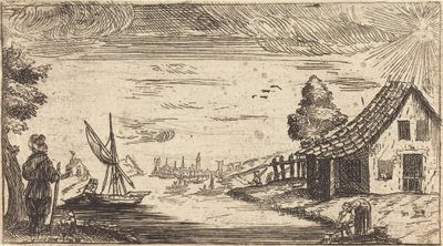 المناظر الطبيعية مع الشكل والقارب بواسطة After Jacques Callot