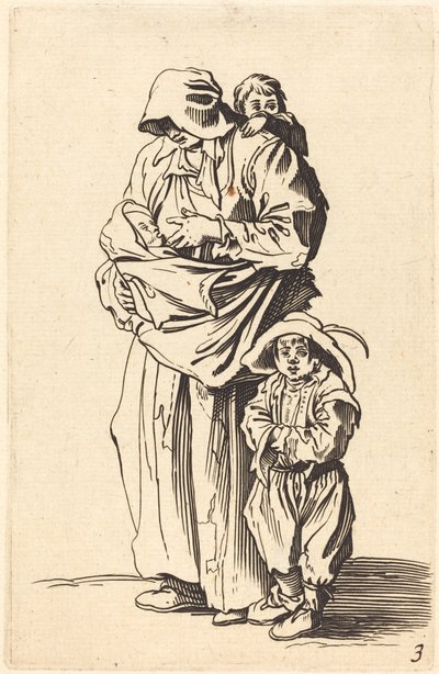 أم وثلاثة أطفال بواسطة After Jacques Callot